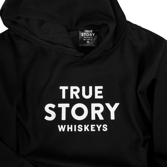 True Story Hoodie White Print Logo