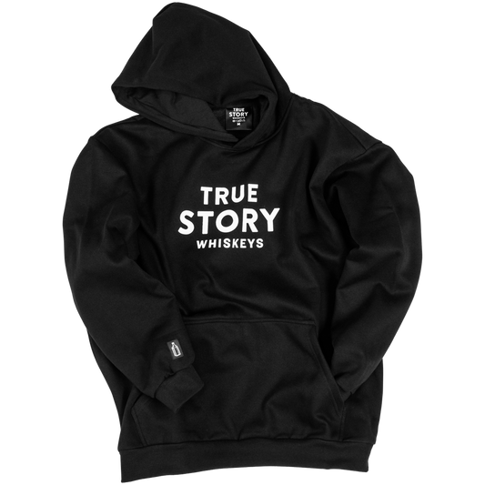 True Story Hoodie White Print Logo