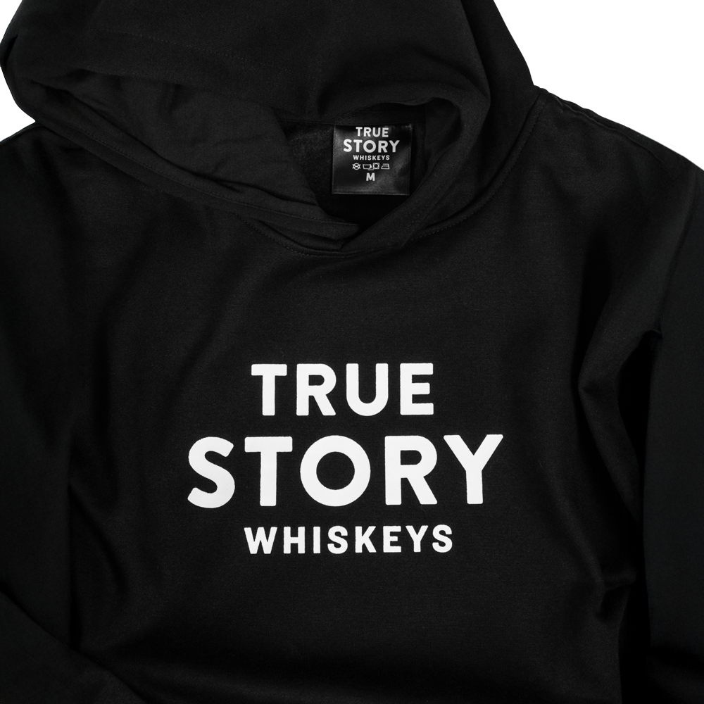 True Story Hoodie White Print Logo
